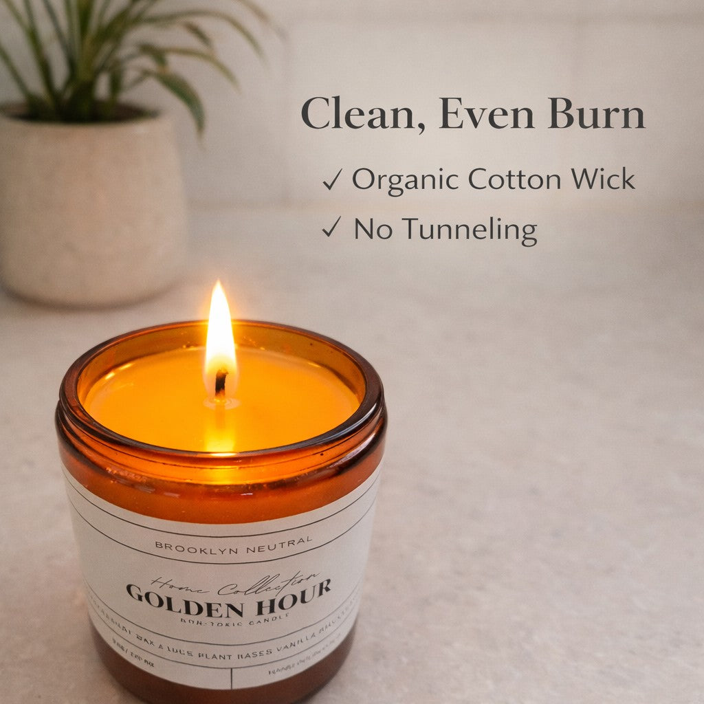 Golden Hour Home Gift Set. Hand Wash, Hand + Body Lotion, Candle. Non-Toxic Vanilla Santal Scent