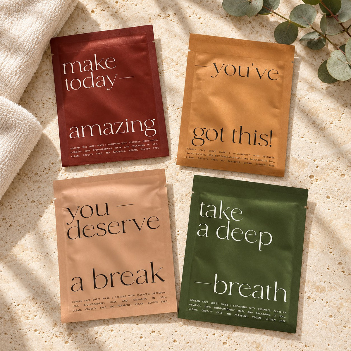 Lucky Owl Korean Sheet Mask Gift Set | 4 Masks & Encouraging Messages