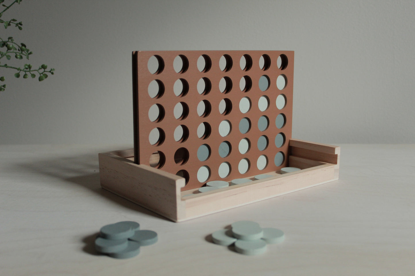 Wooden four in a Row Game (dusty blue)