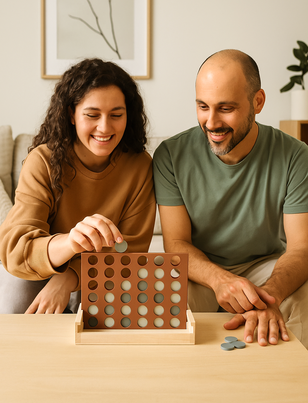 Wooden four in a Row Game (dusty blue)