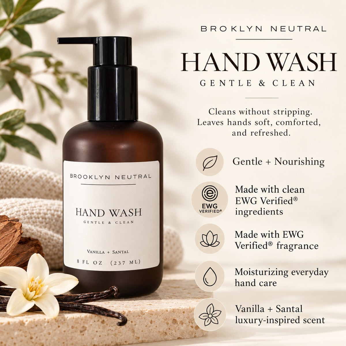 Vanilla + Santal Luxury Hand Wash | Clean + Gentle