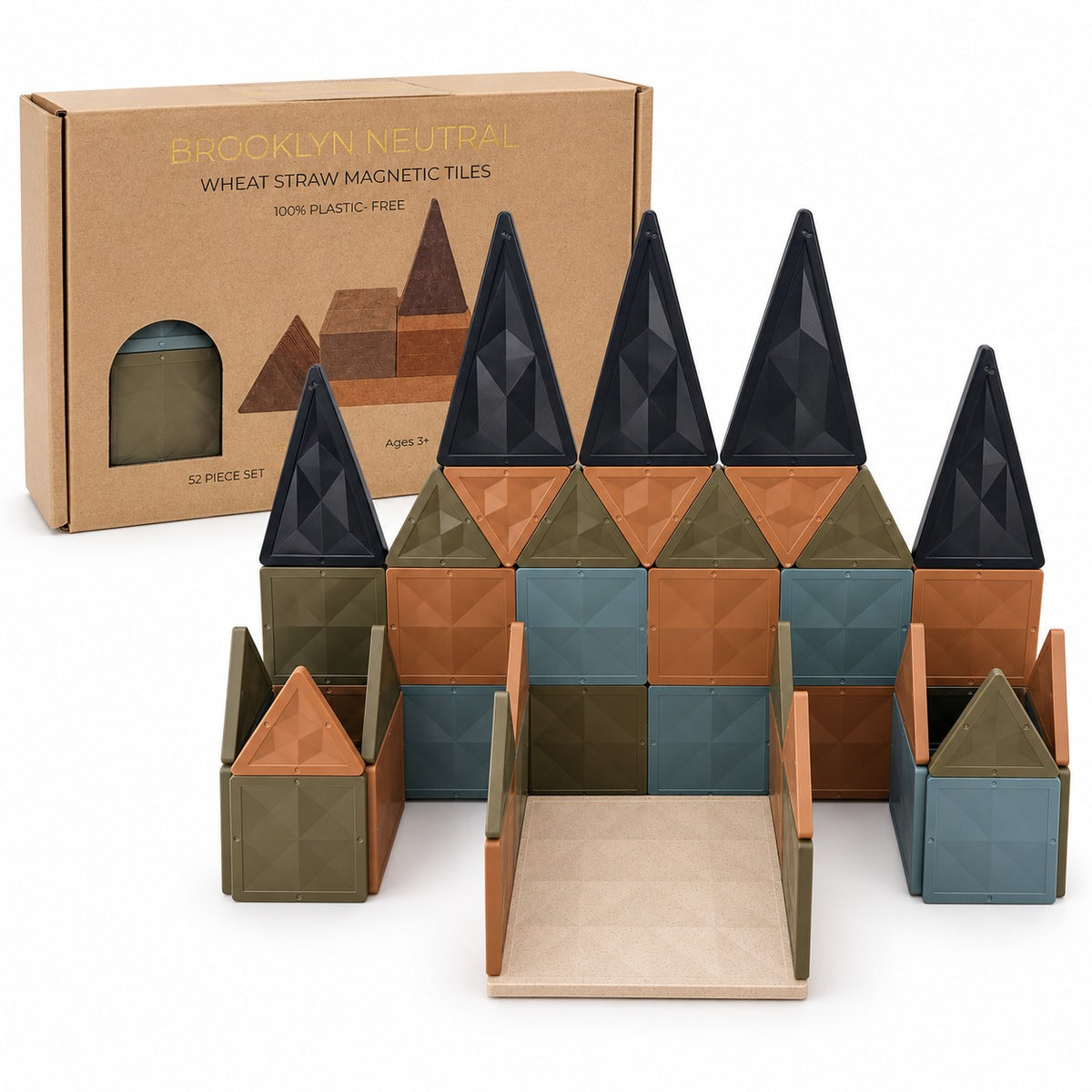 Earth Collection Wheat Straw Magnetic Tiles- 52 piece set