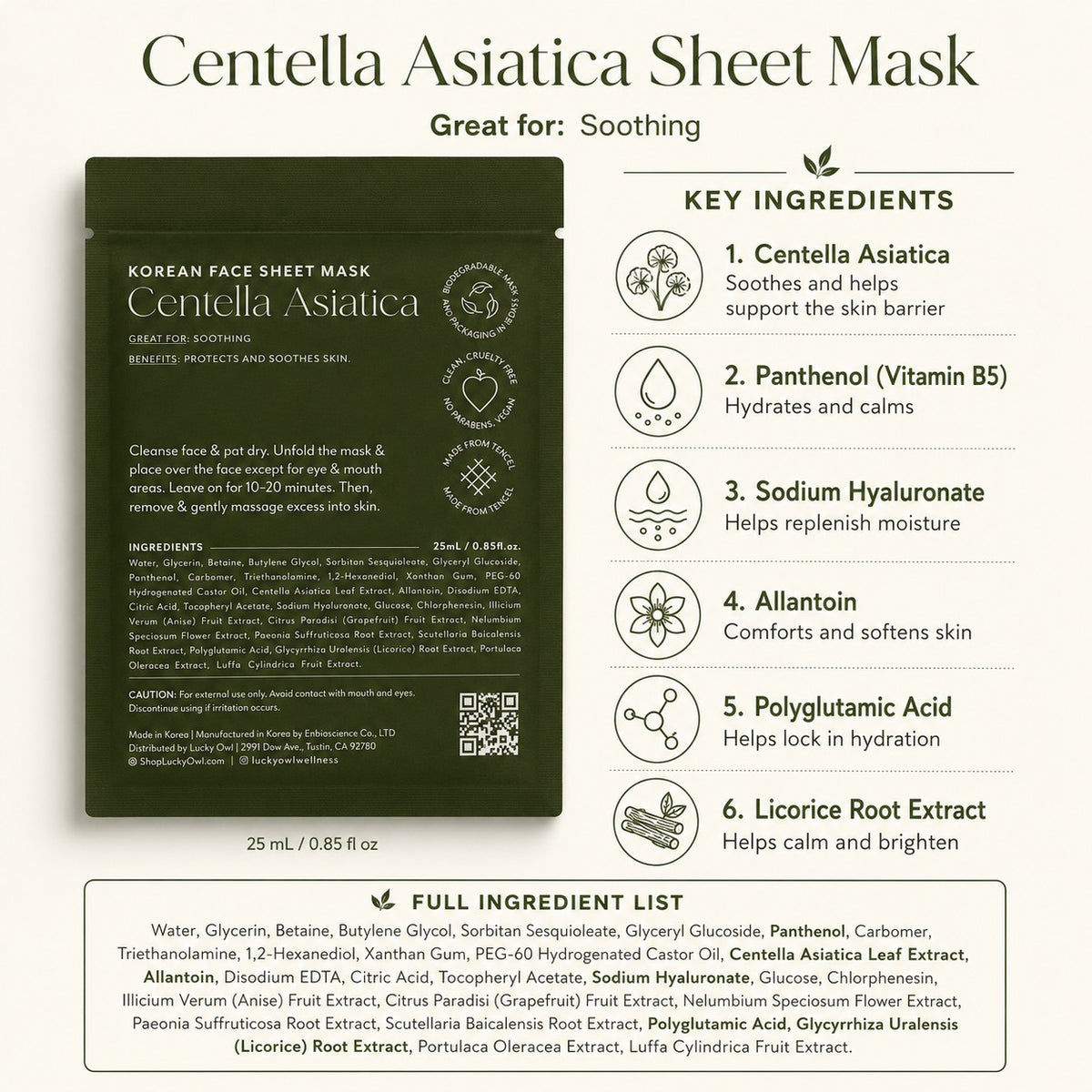 Lucky Owl Korean Sheet Mask Gift Set | 4 Masks & Encouraging Messages