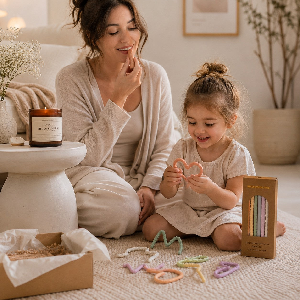 Mommy + Me Gift Set | Sensory Sticks, Candle + Lip Balm