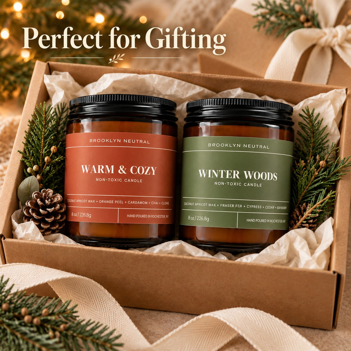 WINTER WOODS 8 oz Non-Toxic Coconut Wax Candle