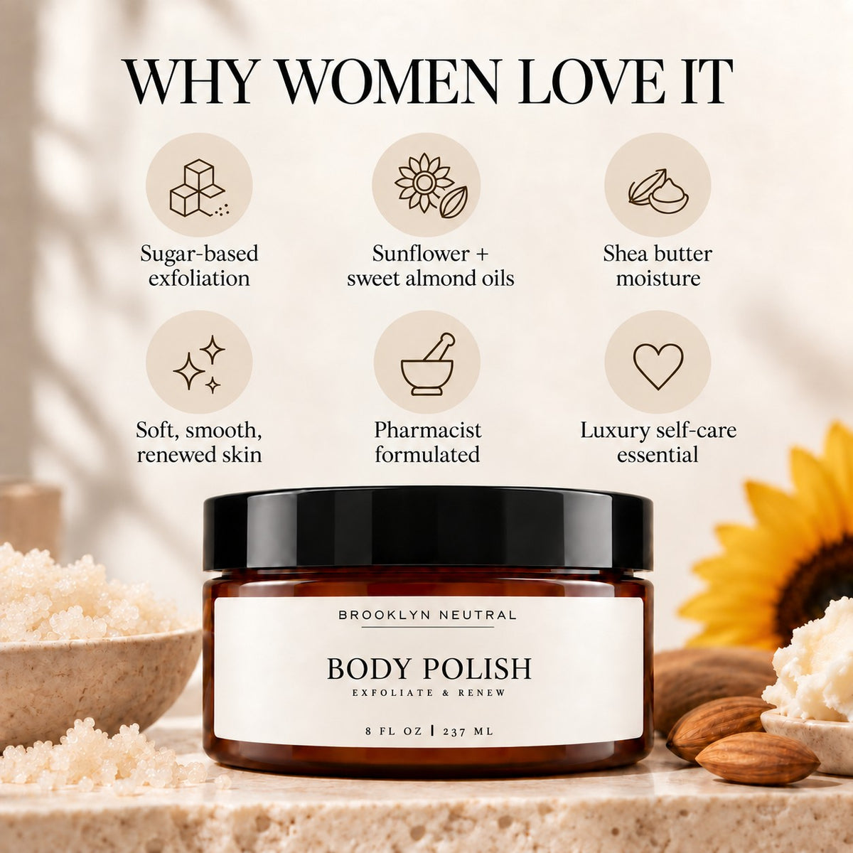 Lavender Body Polish | Clean Luxury Sugar Scrub 8 oz