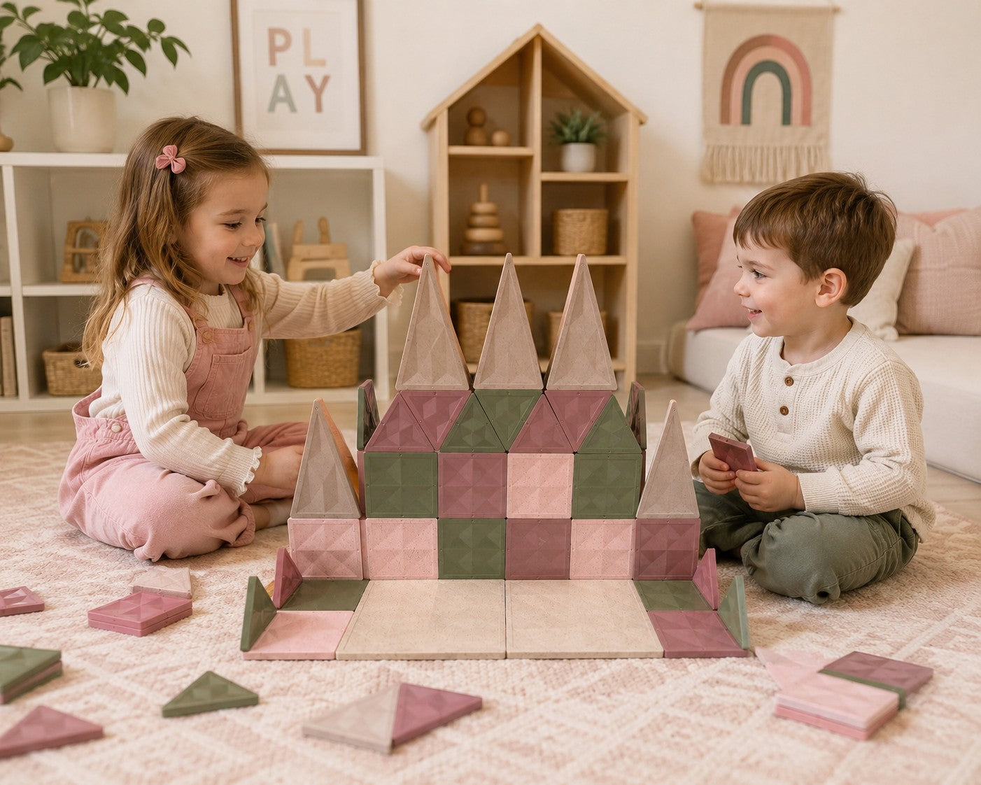Rose Collection Wheat Straw Magnetic Tiles