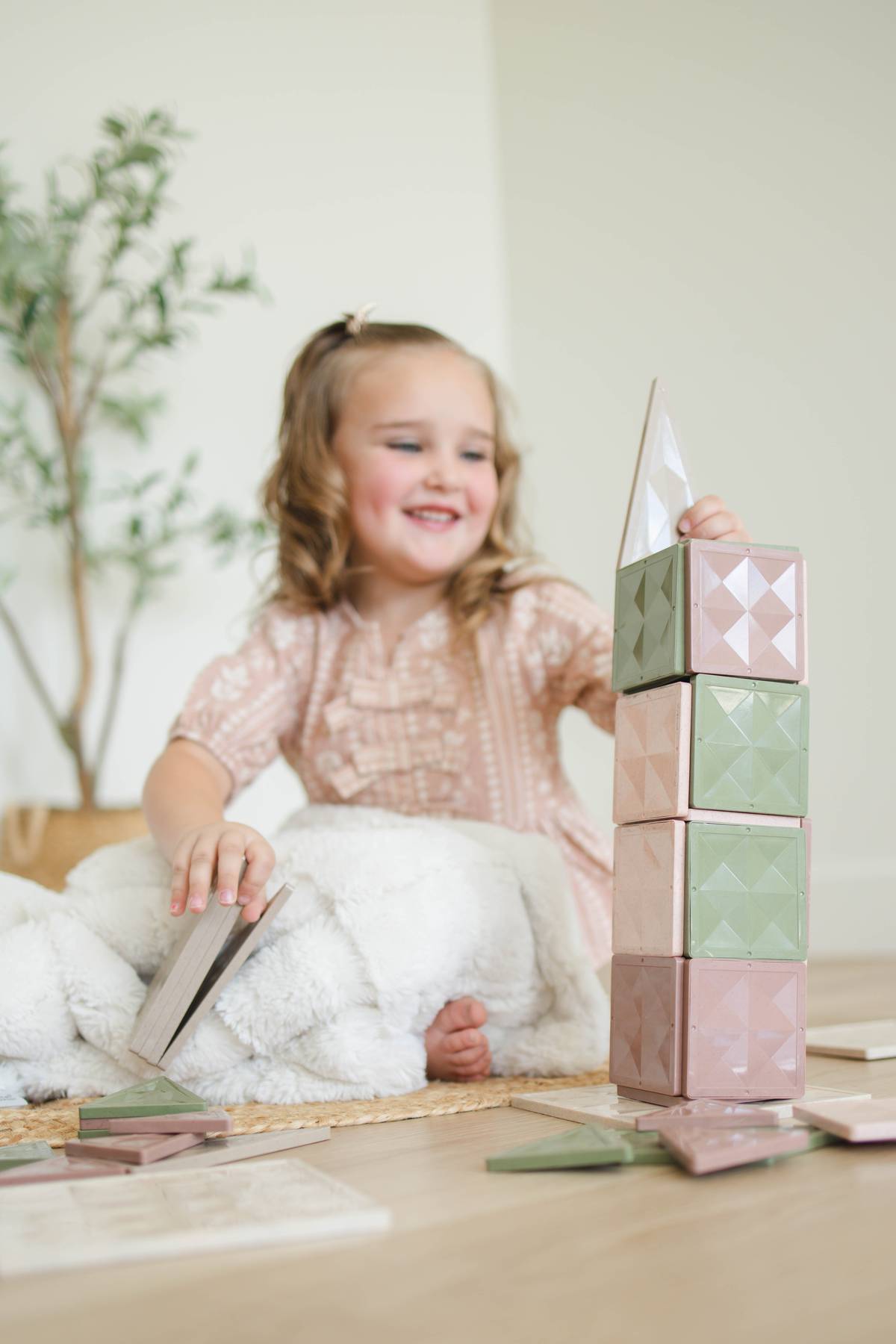 Rose Collection Wheat Straw Magnetic Tiles- 52 piece set