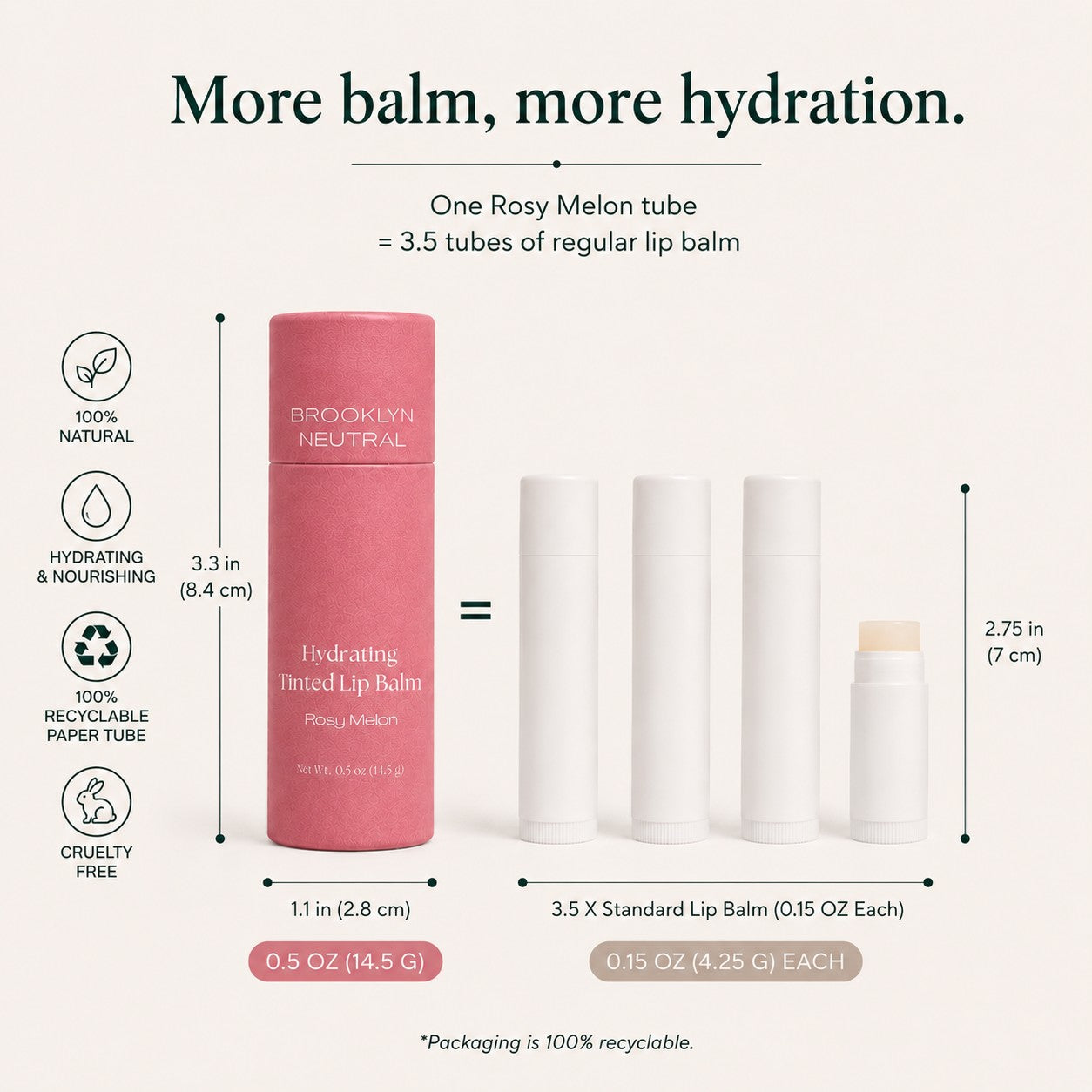 Oversized Tinted Non-Toxic Lip & Cheek Balm - Rosy Melon