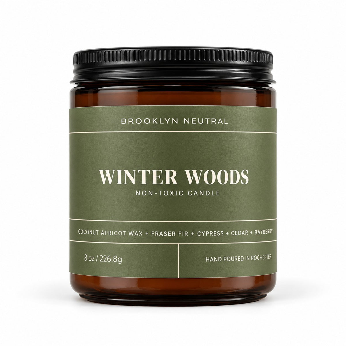 WINTER WOODS 8 oz Non-Toxic Coconut Wax Candle